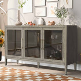 ZUN U-style Wood Storage Cabinet with Three tempered glass doors and Adjustable Shelf,Suitable for WF308312AAE