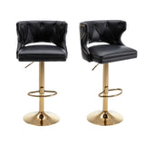 ZUN Bar Stools With Back and Footrest Counter Height Dining Chairs-Leather Black-2PCS/SET W67663271