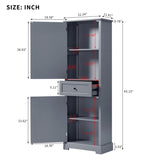 ZUN Bathroom Storage Cabinet, Tall Storage Cabinet with Two Doors and Drawer, Adjustable Shelf, Grey WF312161AAE