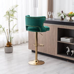 ZUN Bar Stools With Back and Footrest Counter Height Dining Chairs-Velvet Green-2PCS/SET W67663279