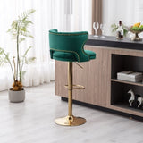 ZUN Bar Stools With Back and Footrest Counter Height Dining Chairs-Velvet Green-2PCS/SET W67663279