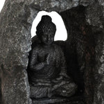 ZUN 8.3x5.9x13.6" Decorative Gray Tabletop Water Fountain with Sitting Buddha and LED Light, for Indoor W2078138938