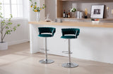 ZUN Set of 2 Bar Stools,with Chrome Footrest and Base Swivel Height Adjustable Mechanical Lifting Velvet W1249123964