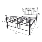 ZUN Metal bed frame platform with headboard and footboard, heavy duty and quick assembly, Full Black W84036136