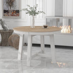 ZUN TREXM Farmhouse Round Extendable Dining Table with 16" Leaf Wood Kitchen Table WF291263AAD