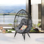 ZUN Outdoor Patio Wicker Egg Chair Indoor Basket Wicker Chair with Grey Cusion for Backyard Poolside W2071125705