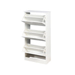 ZUN Wooden Shoe Cabinet for Entryway, White Shoe Storage Cabinet with 3 Flip Doors 20.94x9.45x43.11 inch W40935621