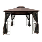 ZUN 10x10 Outdoor Patio Gazebo Canopy Tent With Ventilated Double Roof And Mosquito net W41940786