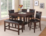 ZUN 1pc Contemporary Transitional Counter Height Dining Table with 20-Inch Lazy Susan Rich Dark Brown B011P160136