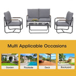 ZUN Grey Metal Armchair Table Outdoor Patio Table And Chairs For Outside Patio Furniture Set W1828P146868