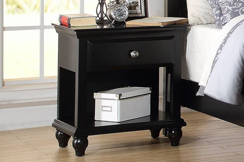 ZUN Modern Bedroom Nightstand Black Color Wooden 1 Drawers And Shelf Bed Side Table Plywood HSESF00F4359