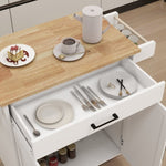 ZUN Kitchen island rolling trolley cart with Adjustable Shelves & towel rack & seasoning rack rubber W282108546