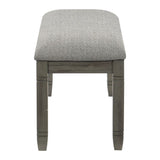 ZUN Wood Frame Dining Bench 1pc Antique Gray Finish Frame With Neutral Tone Gray Fabric Seat B01143833