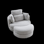 ZUN 39"W Oversized Swivel Chair with moon storage ottoman for Living Room, Modern Accent Round Loveseat W83489913