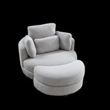 ZUN 39"W Oversized Swivel Chair with moon storage ottoman for Living Room, Modern Accent Round Loveseat W83489913
