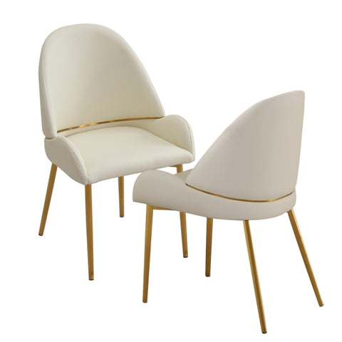ZUN Dining Chair with PU Leather Beige color metal legs W50960340