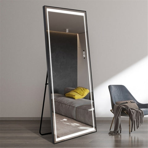 ZUN Full Length Mirrors Intelligent Human Induction Mirror LED Aluminum Floor Mirrors Stand Full W2071P151943