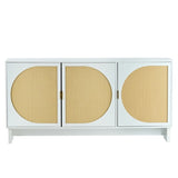 ZUN U_Style Storage Cabinet with Rattan Door, Mid Century Modern Storage Cabinet with Adjustable WF305890AAK
