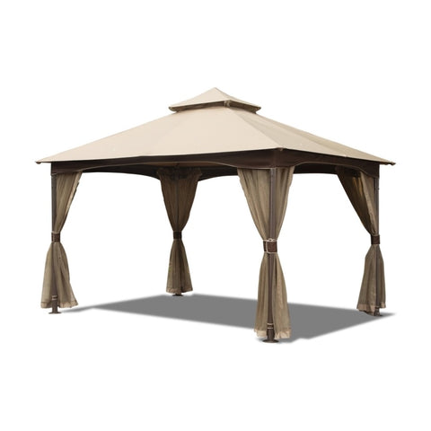 ZUN 10'x13' Gazebo, Outdoor Gazebo with Mosquito Netting, Metal Frame Double Roof Soft Top Patio Gazebo W1859112528