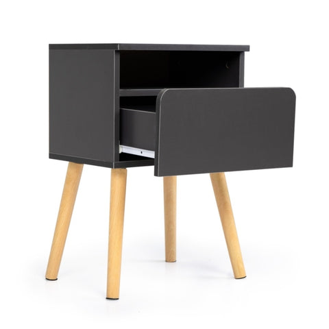 ZUN Set of 2 Modern Nightstand, Bedroom Endtable with Drawer, Shelf, Bedside Furniture for Living Room, W2181P146725