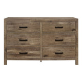 ZUN Rustic Style Dresser w 6 Storage Drawers Weathered Pine Finish Wooden Bedroom Furniture B011134289