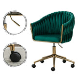 ZUN Modern home office leisure chair with adjustable velvet height and adjustable casters W1521134899