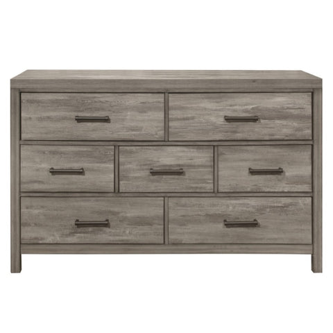 ZUN Rustic Style Bedroom Dresser of 7 Drawers Weathered Gray Finish Premium Melamine Laminate Wooden B011P146008