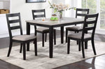 ZUN Classic Stylish Black Finish 5pc Dining Set Kitchen Dinette Wooden Top Table and Chairs Upholstered B011119011