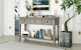 ZUN TREXM Classic Retro Style Console Table with Three Top Drawers and Open Style Bottom Shelf, Easy WF199599AAE