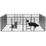 ZUN 40" Outdoor Fence Heavy Duty Dog Pens 16 Panels Temporary Pet Playpen with Doors 31468049