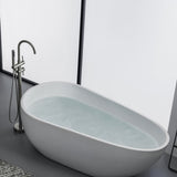 ZUN TrustMade Double Handle Freestanding Tub Filler with Handshower, Brushed Nickel - R01 TMFTFLYJ-R01BN