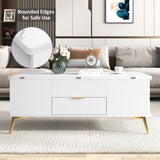 ZUN Modern Lift Top Coffee Table Multi Functional Table with Drawers in White WF307471AAK