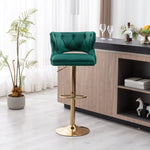 ZUN Bar Stools With Back and Footrest Counter Height Dining Chairs-Velvet Green-2PCS/SET W67663279