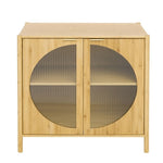 ZUN Bamboo 2 door cabinet, Buffet Sideboard Storage Cabinet, Buffet Server Console Table, for Dining W68870255