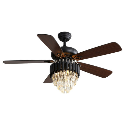 ZUN 52 Inch Classics Ceiling Fan With 3 Speed Wind 5 Plywood Blades Remote Control AC Motor With Light W882P144378