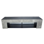ZUN TV Stand for 32-60 Inch TVs Modern Low Profile Black+Stone Grey Entertainment Center with LED Lights W2301142536
