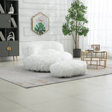 ZUN COOLMORE Bean Bag Faux fur Lazy Sofa /Footstool Durable Comfort Lounger High Back Bean Bag W395115585