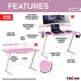 ZUN Techni Sport TS-200 Carbon Computer Gaming Desk with Shelving, Pink B031128275
