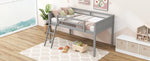 ZUN Twin Size Wood Loft Bed with Ladder, ladder can be placed on the left or right, Gray WF315204AAE