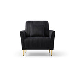 ZUN Modern Black Velvet Accent Chair Upholstered Living Room Arm Chairs Comfy Single Sofa Chair W71442304