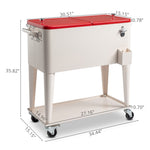 ZUN 80Qt Red &White Box White Square Foot Tube With Drain Pipe Freezer Incubator 89582455