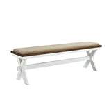 ZUN Modern Style White and Oak Finish 1pc Bench Fabric Upholstered Seat Charming Traditional Dining B011102649