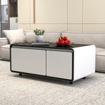 ZUN Modern Smart Coffee Table with Built in Fridge, Outlet Protection,Wireless Charging, Mechanical W1172105044
