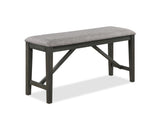 ZUN Transitional Farmhouse 1pc Dark Finish Counter Height Bench Light Gray Upholstered Seat Dining Room B011138341