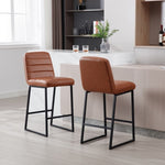 ZUN Low Bar Stools Set of 2 Bar Chairs for Living Room Party Room Kitchen,Upholstered PU Kitchen W1439125967