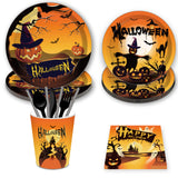 ZUN Halloween Pumpkin Paper Plates Party Plates and Napkins Birthday Disposable Tableware Party Supplie 28423453