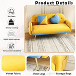 ZUN 2156 sofa includes 2 pillows 58" yellow velvet sofa for small spaces W127866399