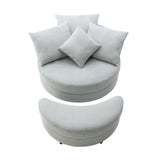 ZUN Orisfur. 360&deg; Swivel Accent Barrel with Storage Ottoman & 4 Pillows, Modern Linen Leisure PP284472AAA