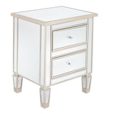 ZUN Modern and Contemporary Mirrored 2-Drawers Nightstand Bedside Table Silver Rose 47380220