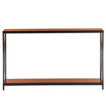 ZUN Triamine Board Cross Iron Frame Porch Table Sofa Side Table Reddish Brown Wood Grain 55134020